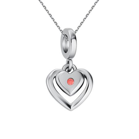 Серебряный шарм Сердце с фианитом и родированием 1290₽