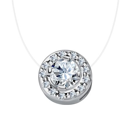 Серебряное колье на леске Круг с фианитами и родированием 1190₽