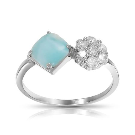 Кольцо из серебра с ларимаром и фианитами 1590₽