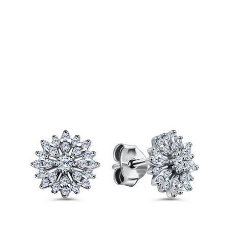 Серебряные серьги с фианитами и родированием 1400₽