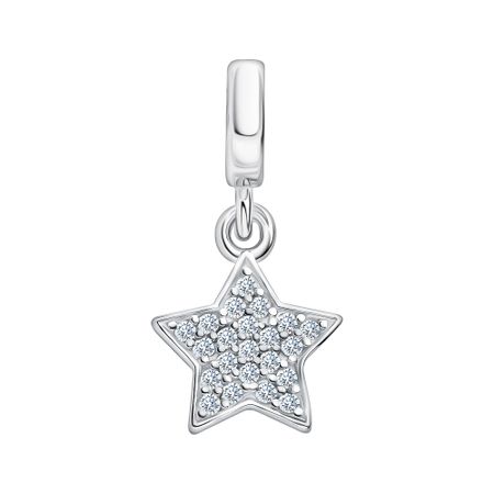 Серебряный шарм Звезда с фианитами и родированием 690₽