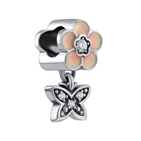 Подвеска-шарм TALANT Цветок и бабочка из серебра с эмалью и фианитами 1690₽