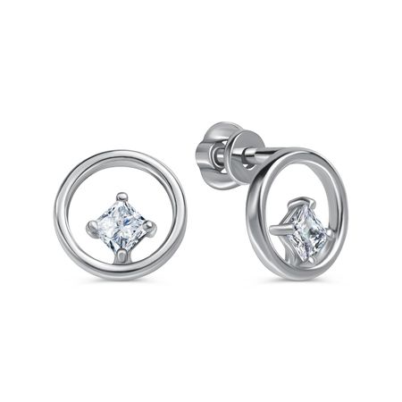 Серебряные серьги с фианитами и родированием 990₽