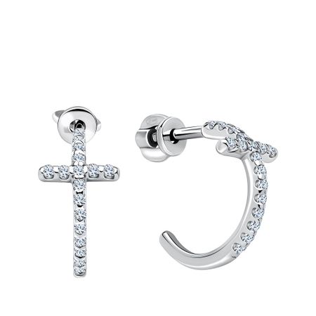 Серебряные серьги с фианитами и родированием 1290₽