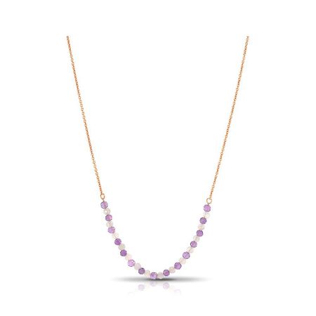 Серебряное колье с аметистами и лунным камнем с позолотой р 40-45 840₽