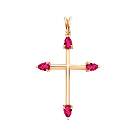 Золотая подвеска Крест с топазами Pink 19490₽