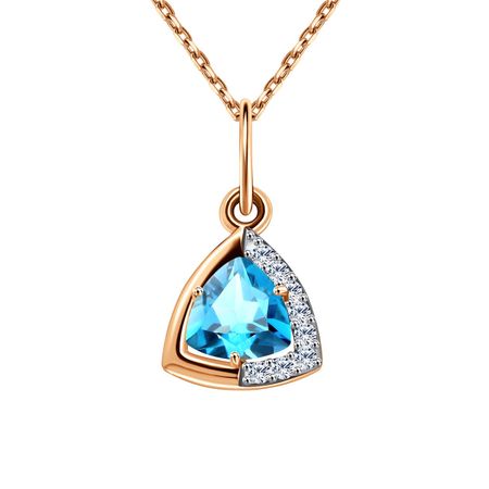 Золотая подвеска с топазом Sky и фианитами с родированием 4990₽