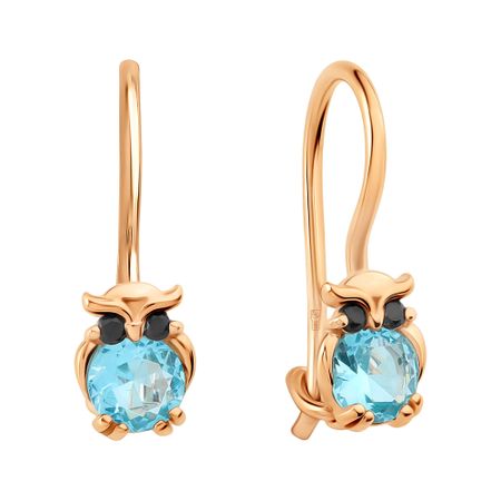 Золотые детские серьги Сова с фианитами 14380₽