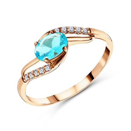 Серебряное кольцо с ювелирным кристаллом и фианитами с позолотой 790₽