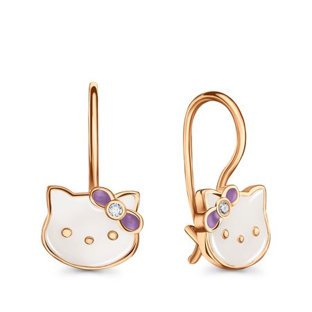 Золотые серьги с эмалью и фианитами 13600₽