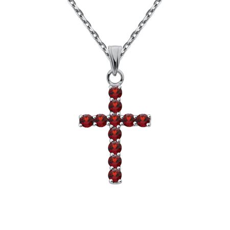 Подвеска-крестик из серебра с гранатом 8920₽