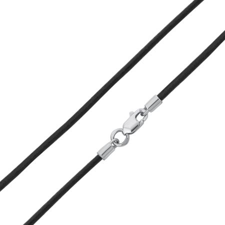 Каучуковый шнурок с серебряным замком и родированием 720₽
