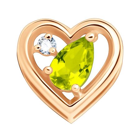 Золотая подвеска с хризолитом и бриллиантом с родированием 9490₽