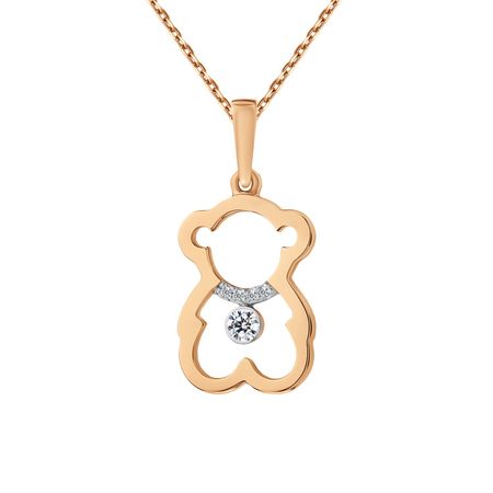 Золотая подвеска Медведь с фианитами 19990₽