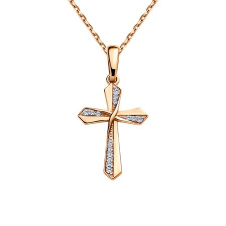 Золотая подвеска Крест с бриллиантами и родированием 27990₽
