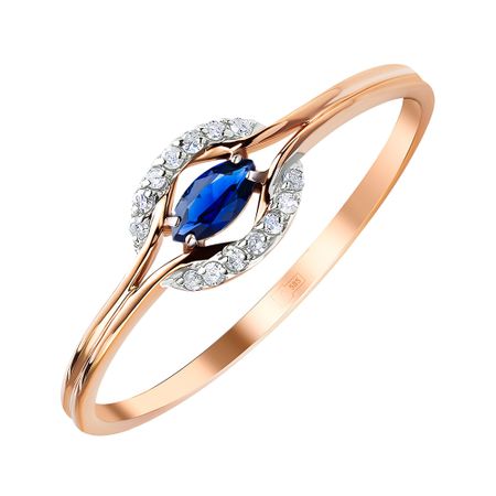 Золотое кольцо с сапфиром и бриллиантами 25990₽