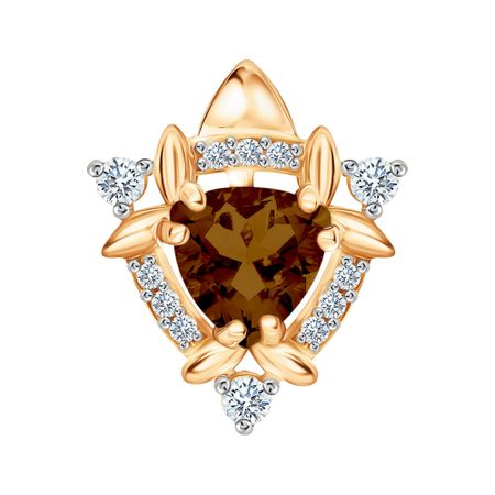 Золотая подвеска с раухтопазом и фианитами с родированием 9490₽