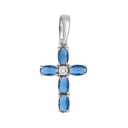 Подвеска-крестик из серебра с алпанитами и фианитами 990₽