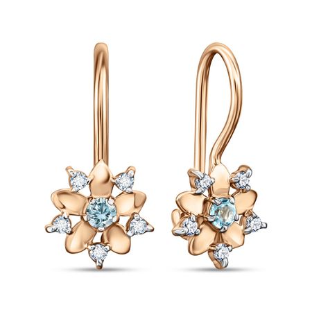Золотые детские серьги Цветок с фианитами 16990₽
