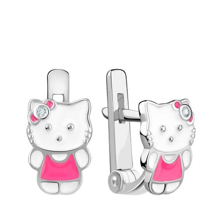 Серебряные детские серьги с эмалью и фианитами с родированием 1490₽