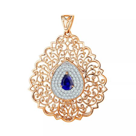 Золотая подвеска с сапфиром и бриллиантами с родированием 279990₽