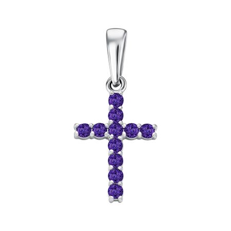Серебряная подвеска Крест с фианитами и родированием 800₽