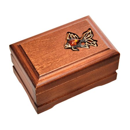 Деревянная шкатулка для ювелирных украшений Золотая рыбка 12х8 см 1490₽