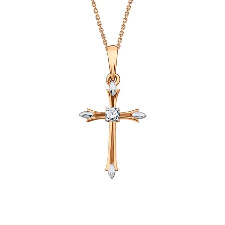 Золотая подвеска Крест с бриллиантом и родированием 35990₽