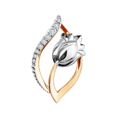 Золотая подвеска с бриллиантами и родированием