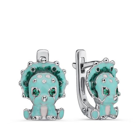 Серебряные серьги с эмалью и фианитами 2790₽