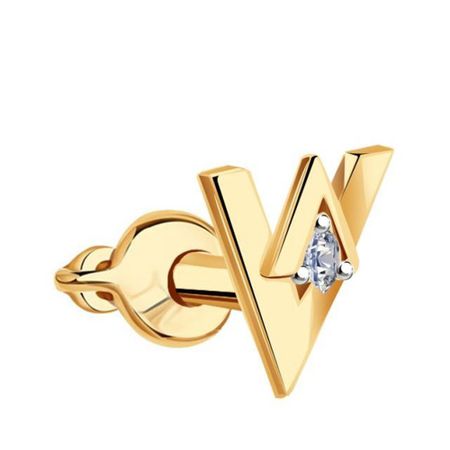 Золотая серьга с фианитом 10440₽