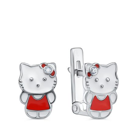 Серебряные детские серьги с эмалью и фианитами 1190₽