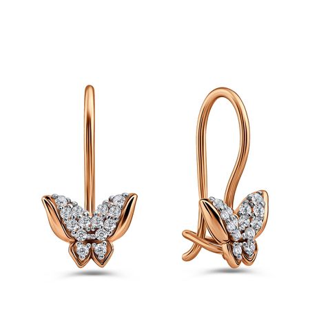 Золотые детские серьги Бабочка с фианитами 8430₽