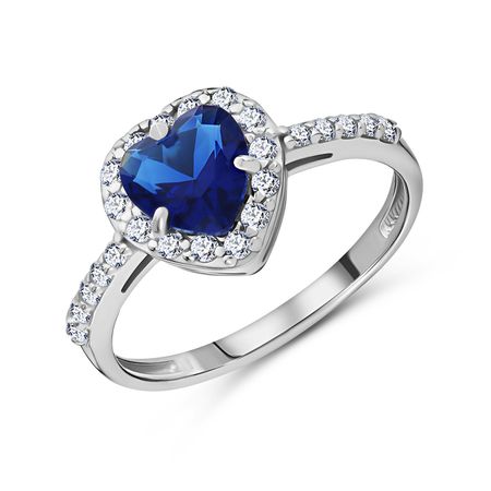 Серебряное кольцо с сапфиром и фианитами 1790₽