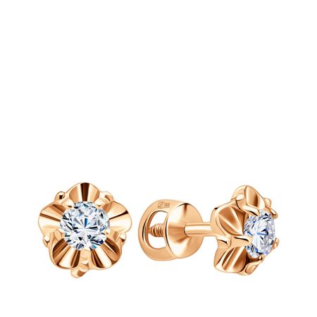 Золотые серьги Цветок с фианитами 23620₽