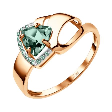 Золотое кольцо с кварцем и фианитами с родированием 36990₽