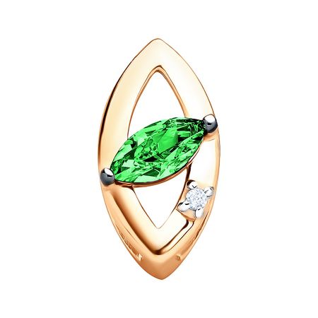 Золотая подвеска с изумрудом и бриллиантом с родированием 11490₽