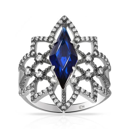 Кольцо из серебра с сапфиром и фианитами 1590₽