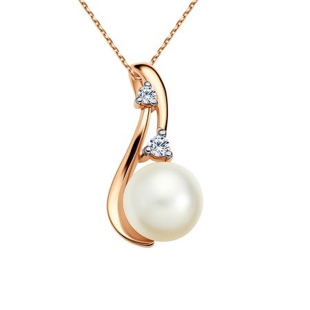 Золотая подвеска с жемчугом и фианитами 8990₽