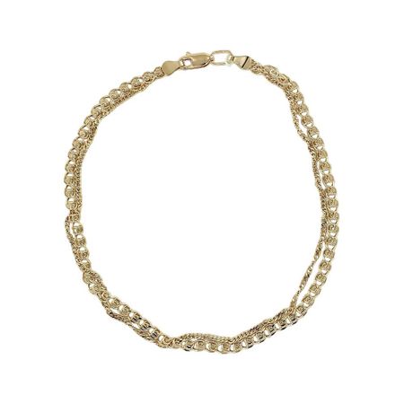 Золотой пустотелый браслет на ногу с алмазной гранью 38860₽