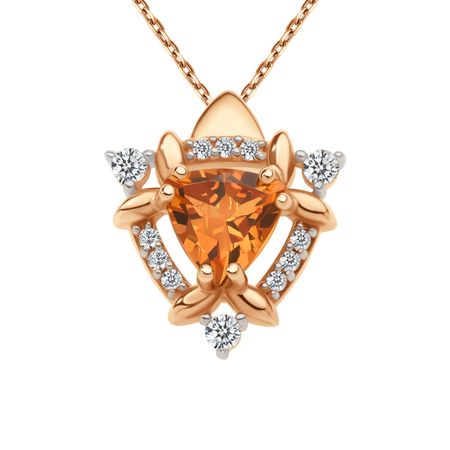 Золотая подвеска с цитрином и фианитами с родированием 9990₽