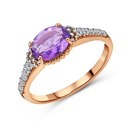 Золотое кольцо с аметистом и фианитами 28990₽