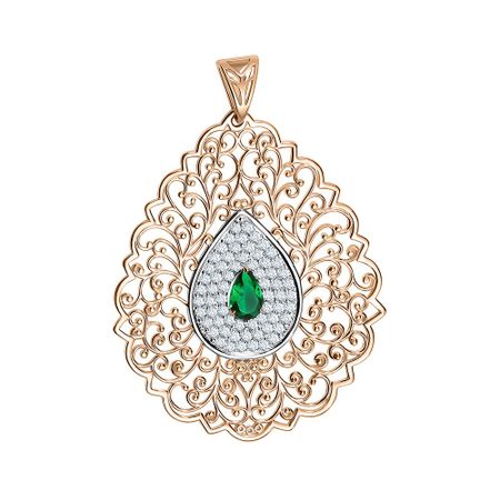 Золотая подвеска с изумрудом и бриллиантами с родированием 109990₽