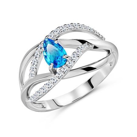 Серебряное кольцо с ювелирным кристаллом и фианитами с родированием 990₽