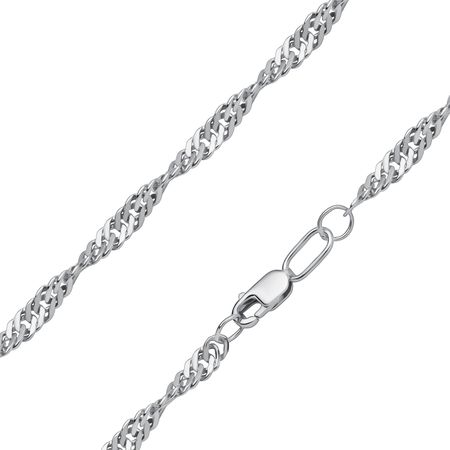 Серебряная полновесная цепочка Двойной сингапур с родированием 3750₽