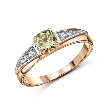 Золотое кольцо с хризолитом и фианитами 13490₽