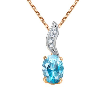 Золотая подвеска с топазом и фианитами с родированием 4790₽