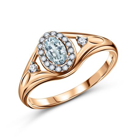 Золотое кольцо с топазом Sky и фианитами с родированием 22990₽