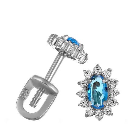 Серебряные серьги с ювелирным стеклом и фианитами с родированием 1490₽