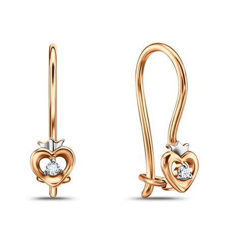 Золотые детские серьги Сердце с фианитами 14990₽